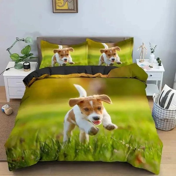Juego De Cama De Perro Jack Russell Lindo De ImpresióN 3D Doble Individual King Funda De EdredóN EdredóN Funda De Almohada Dormitorio NiñOs NiñAs Adultos EU Single 135X200Cm-image