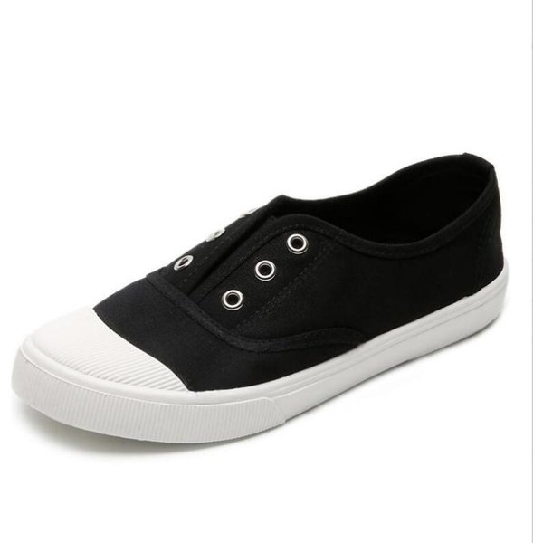 OtoñO 2026 Nuevos Zapatos De Lona Slip-On Mujer Zapatos Blancos Verano Estudiante Suela Plana Casuales Zapatillas De Mujer 38 Negro-image