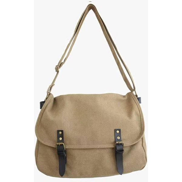 PłóTno DużA Pojemność MęSkie Codzienne Torebki Vintage Torba Na Ramię Listonoszka Rekreacyjna Torba AktóWka Studenta Pakiet Torby Crossbody 36X12X38Cm-image