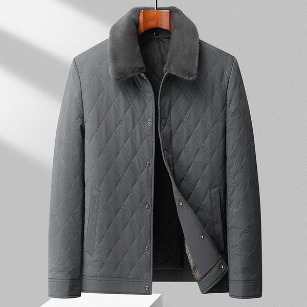 Nuevos Abrigos De AlgodóN De OtoñO E Invierno Para Hombre Con Solapas De Terciopelo Y Engrosadas Para Mantener Caliente Y Casual Para Hombres De Mediana Edad Y Mayores. 4XL Gris-image