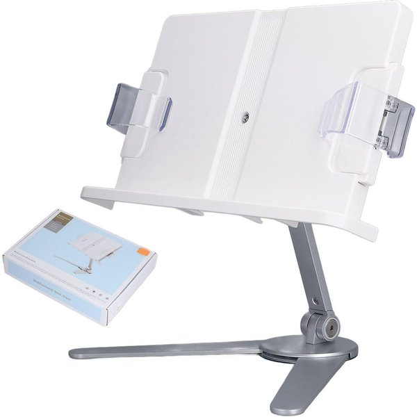 Soporte Para Libros Plateado Multifuncional Altura Ajustable Manos Libres Estable Resistente Duradero Atril-image
