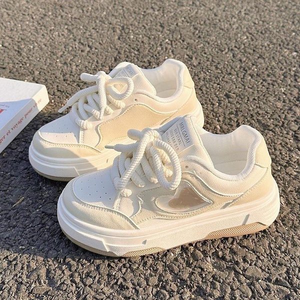 Zapatillas De Papá Con Suela Gruesa Para Mujer, Nuevas De Primavera Y Verano, VersáTiles, Para Estudiantes, Ligeras, Casuales, Zapatillas Para Correr, Suela Blanda, Antideslizantes, Zapatillas De Tabla 40 Beige-image