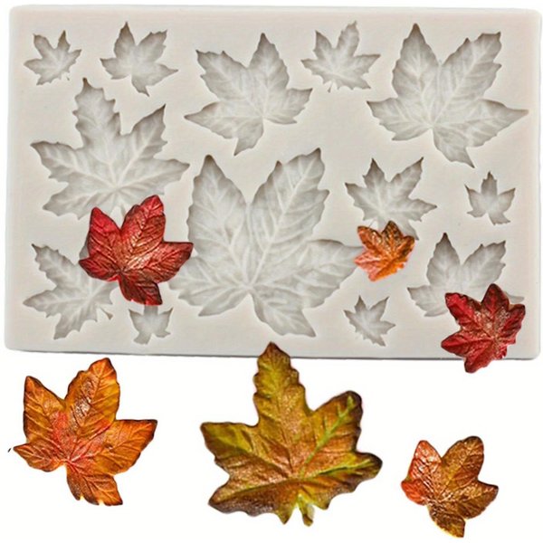 Moldes De Silicona De Resina Con Forma De Hoja, Moldes 3D Para Chocolate, Caramelo Y Arcilla Fondant, Topper Para Cupcake Y Molde De Silicona Para DecoracióN De Pasteles-image