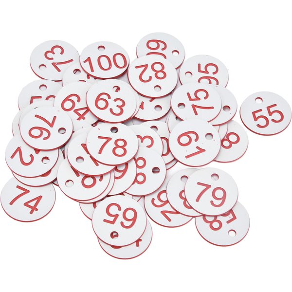 50 Szt. Etykiety Do Ula ABS OkrąGłE Numerowane Etykiety Z Otworem Zaopatrzenie Pszczelarskie Dla ZwierząT Gospodarskich White(51-100)-image