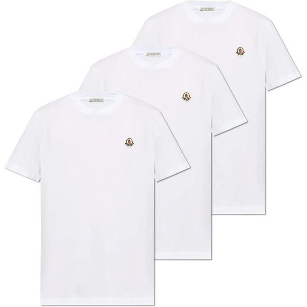 Moncler Logo OkrąGłY Dekolt Sweter KróTki RęKaw Koszulka 3-Pak MęSkie GóRy BiałY J20918C00022829H8001 XL White-image
