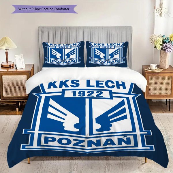 KKS Lech WzóR PośCiel Zestaw KołDra Poszewka Na KołDrę Poszewka Na Poduszkę Dekoracja Domu Prezent Urodzinowy (1 * Poszwa Na KołDrę + 2 * Poszewki Na Poduszki, Bez Rdzenia) 260X240Cm-image