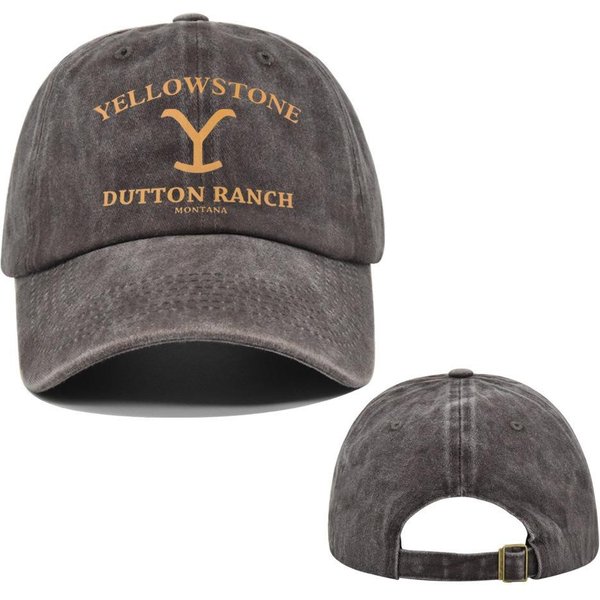 Gorra De BéIsbol De Moda Yellowstone Dutton Ranch Lavada ProteccióN UV Snapback Visera Gray-image