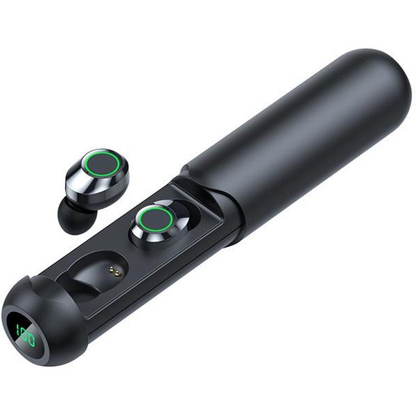 Bezprzewodowe SłUchawki Bluetooth Wysuwany WyśWietlacz Cyfrowy Douszne SłUchawki TWS Bluetooth Czarny-image