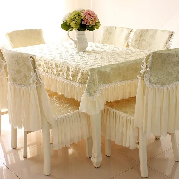 Mantel Cuadrado De Encaje De Alta Gama CojíN Para Mesa De Comedor DoméStica CojíN Para Silla Funda Para Respaldo Cubierta Antipolvo Minimalista Moderna Chair 1 Cover 1 Back-image