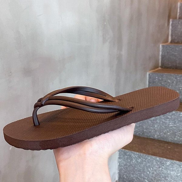 Mew Modne Damskie Kapcie Buty Kobiety Letnie Klapki Casualowe Kapcie PłAskie SandałY PlażOwe Odkryte Palce PłAskie Kapcie Klapki 37-38 BrąZowy-image