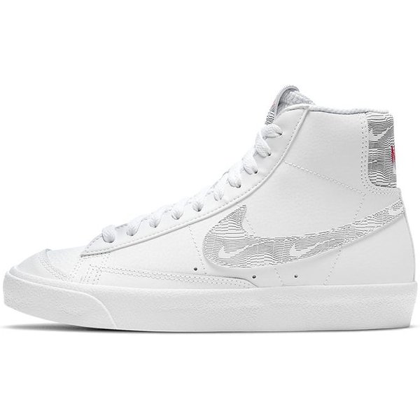 Nike Blazer Mid 77 GS BiałY Nadruk Logo Buty DziecięCe University-Red Czarny DJ4624-100 37.5 White-image