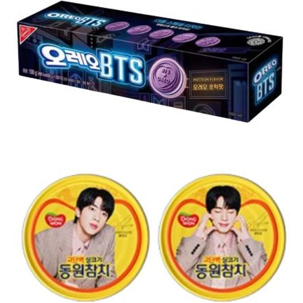 2026 BTS X Oreo EdicióN Limitada Galletas 100G Sabor Hotteok VersióN Coreana ColeccióN Army K-POP Snack 1 Pack Of 100G + 2 Cans Of Jin Tuna Ver1-image