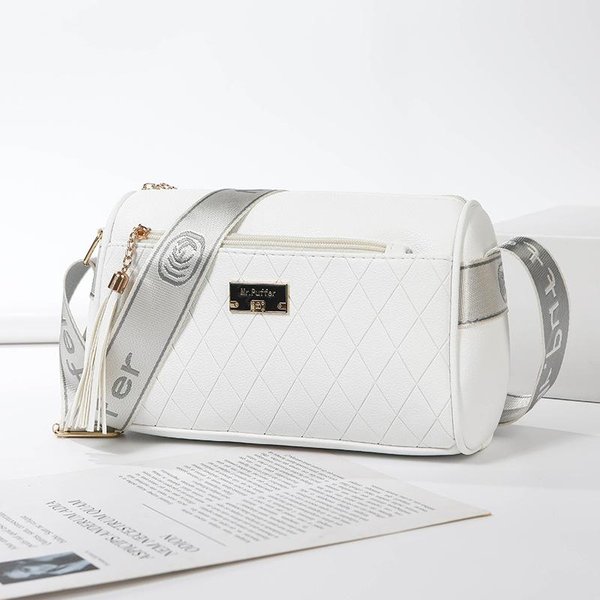 Bolso De Hombro ÚNico Para Mujer, Bolso De Mano Sencillo, Bolso De Cuero Suave Con Forma De Rombo, Sustituto De Bolso Cruzado White-image