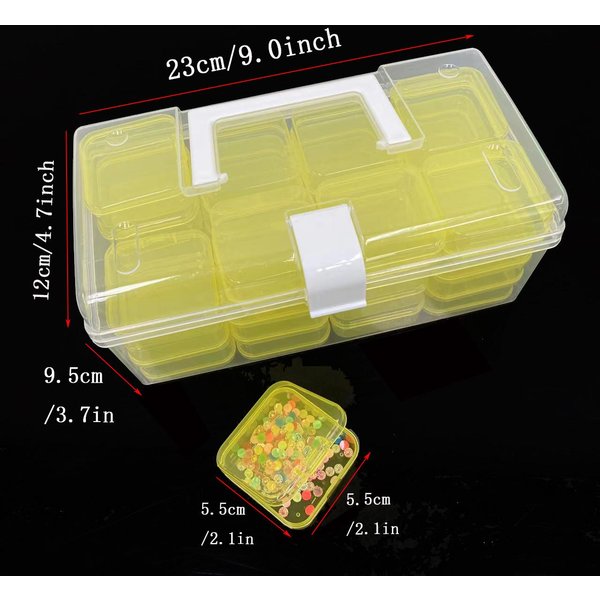 32 Unids/Set Caja De Almacenamiento De PláStico Contenedor, Manualidades DIY Accesorios De Cuentas Caja De ClasificacióN, Caja De Almacenamiento Multifuncional, Organizador De Cuentas De UñAs De JoyeríA Amarillo-image