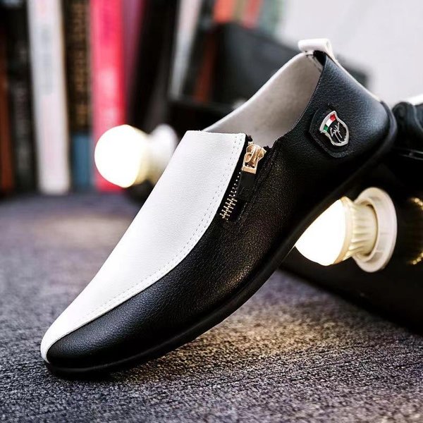 Nuevos Zapatos Para Hombre, Zapatos Sin Cordones Para Hombre, Zapatos Casuales De Cuero Estilo Coreano Transpirables 44-image