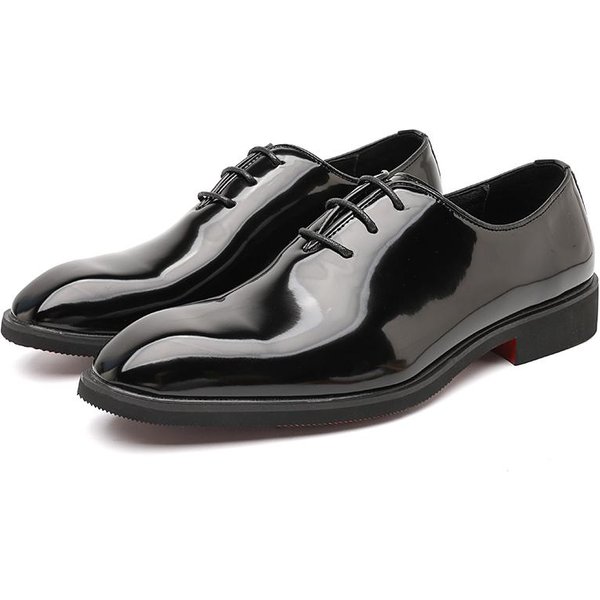 MęSkie Oxfordy Ze SkóRy Lakierowanej Formalne Biznesowe Buty Wizytowe Szpic Ostry Sznurowane Na ŚLub PrzyjęCie Biuro Obuwie Derby Dla MężCzyzny 38 Czarny-image