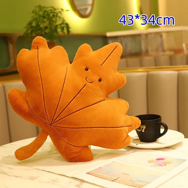 Hojas Creativas De SimulacióN Almohada De Planta Suave Rellena Hoja De Arce Kawaii MuñEcos De Felpa Hoja Verde CojíN DecoracióN De Sofá Para El Hogar-image
