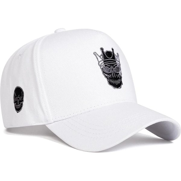 Unisex Czaszka W Koronie Haftowane Czapki Baseballowe Wiosna Jesień Outdoor Regulowane Codzienne Czapki Czapka PrzeciwsłOneczna Czapka Sportowa White-image