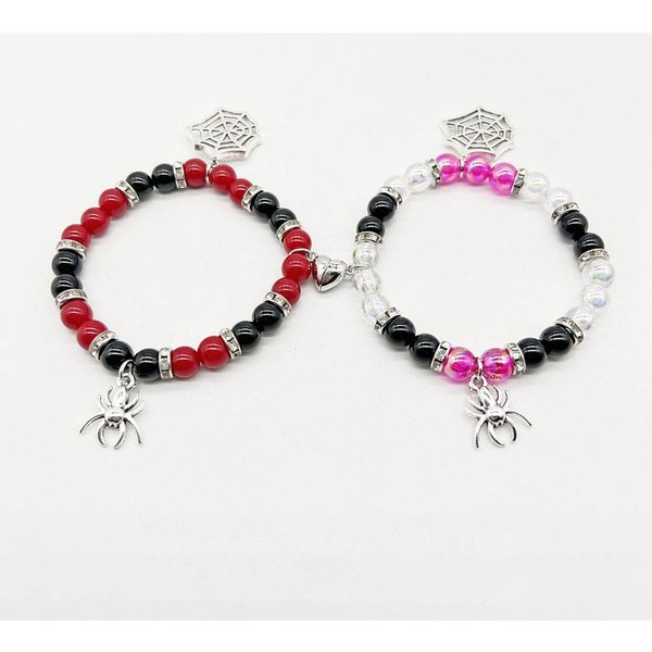 2 Sztuk/Zestaw Halloween PająK Bransoletka Dla Kobiet MężCzyzn Magnetyczne Serce Para Bransoletki PodkreśLająCe Osobowość MiłOśNik BiżUterii Prezenty 2Pcs Gray-image