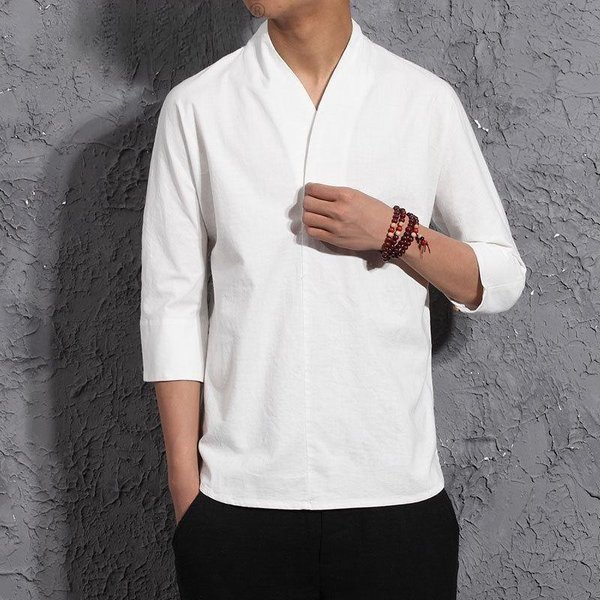 CáRdigan Kimono Para Hombre Moda Tradicional Ropa De SamuráI JaponéS Streetwear Yukata Camisa Masculina Haori Abrigo Kimono Para Hombre M Blanco-image
