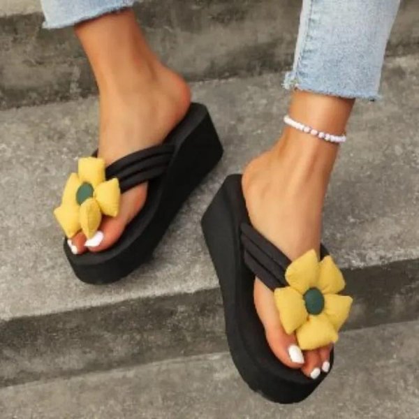 Zapatos Chanclas Femeninas Zapatillas De Mujer Zapatillas Casuales Para Exterior Zapatillas De Mujer Con Cuerda Cuentas Cristal CuñAs Puntera Abierta Talla Grande Sandalia 43 Black-image