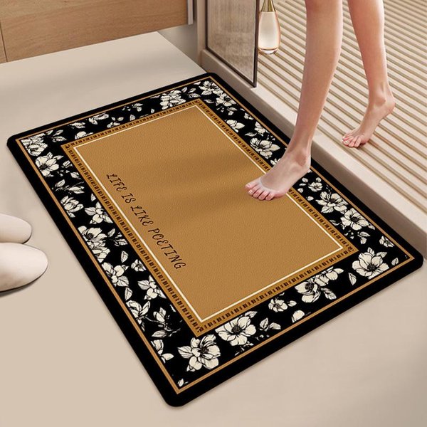 Alfombrilla Antideslizante Para Puerta De Inodoro, Alfombrilla Para Puerta De Inodoro, Alfombrilla Avanzada Retro Para BañO, Alfombrilla Absorbente Con CojíN De Barro De Diatomeas 40 * 60CM-image