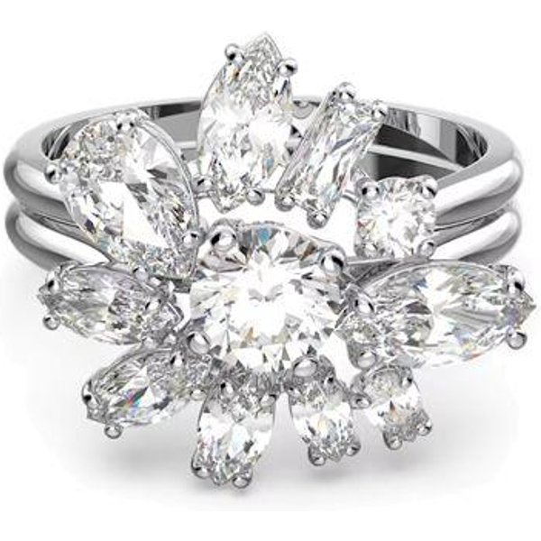 Anillo Swarovski Gema Personalizado Con Flores De Corte Mixto Para Mujer, Color Blanco, NúMero 5644665. 52 Gray-image