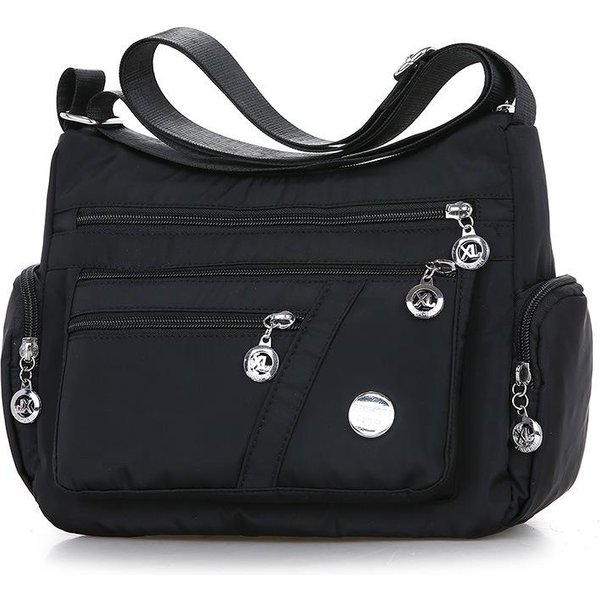 Torebka Typu Crossbody Dla Kobiet, Wodoodporna, Swobodna, Nylonowa, Torebka, Lekka, Listonoszka Na Ramię 27*11*22Cm Czarny-image