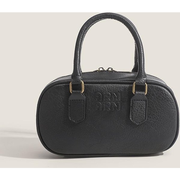 Bolso De Mujer Bolso Bowling Bolso Almohada De Nicho Moda Retro Bolso De Mano Lavado A Mano Bolso De Hombro ÚNico Bolso Cruzado Negro-image