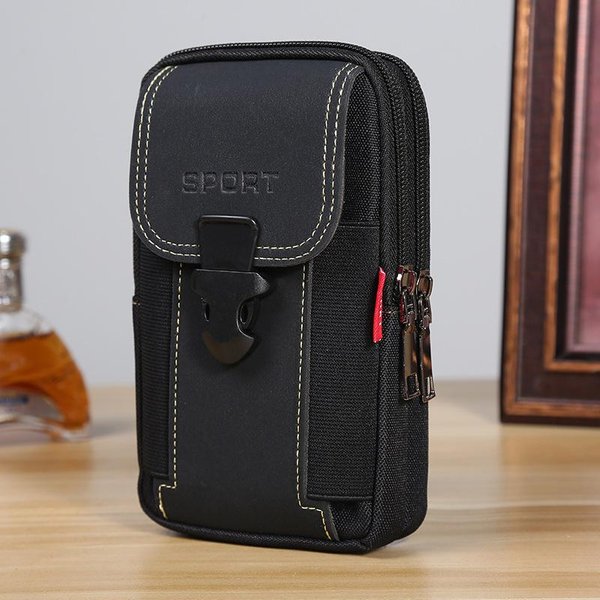 Bolsa De CinturóN Para Hombre Bolsa Para TeléFono MóVil Para Hombre Funda Para TeléFono Bolsa Molle RiñOnera Paquete PequeñO TáCtico CinturóN De Servicio Mochila Tarjetero Negro-image