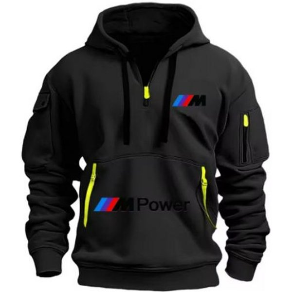 Sudadera Informal Para Hombre Con MúLtiples Bolsillos Con Cremallera En La Manga Para OtoñO E Invierno Xxxl Black-image