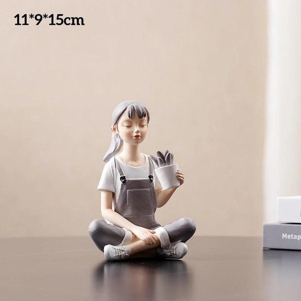 Escultura De Figura De Arte Minimalista Moderno, Adorno Abstracto De Resina Para NiñA, DecoracióN Creativa Para Sala De Estar. White-image