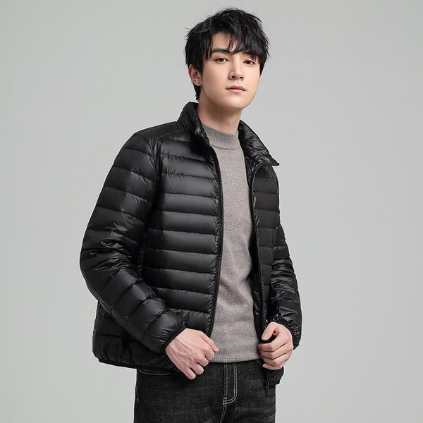 Chaqueta De PlumóN Para Hombre, Nueva Chaqueta De PlumóN De Pato Blanco, Ligera, Con Cuello Alto, Informal, De Talla Grande, Elegante, Para Primavera, OtoñO E Invierno. 6XL-image