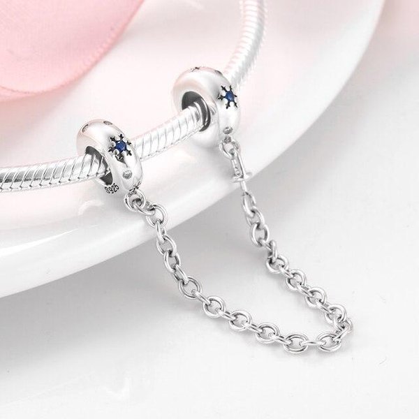Charms De Plata De Ley 925 AutéNtica, Cuentas CorazóN Flor Forma Redonda Cadena De Seguridad Charms Compatibles Con Pulsera De Charms Original, FabricacióN De JoyeríA-image