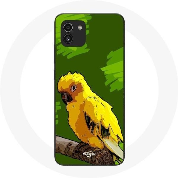Funda - Maniacase - Samsung Galaxy A03 - PáJaros Periquitos - Silicona Flexible - Amarillo Verde Amarillo-image