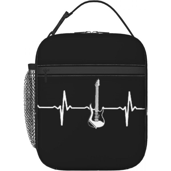 Elektryczna Gitara Serce Izolowana Torba Na Lunch Dla Kobiet Dzieci PrzenośNe Pojemniki Na ŻYwność Termiczny Lunchbox Torba One Size-image
