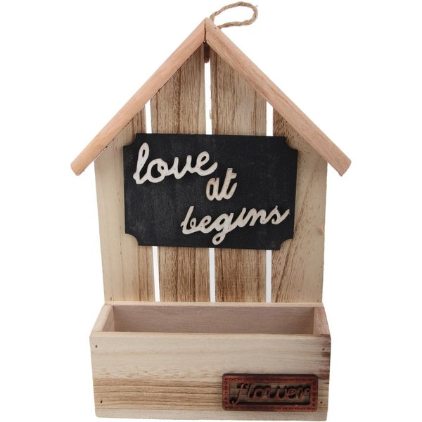 Maceta Colgante De Pared Decorativa Creativa Cesta De Flores Maceta Simple De Madera Black-image
