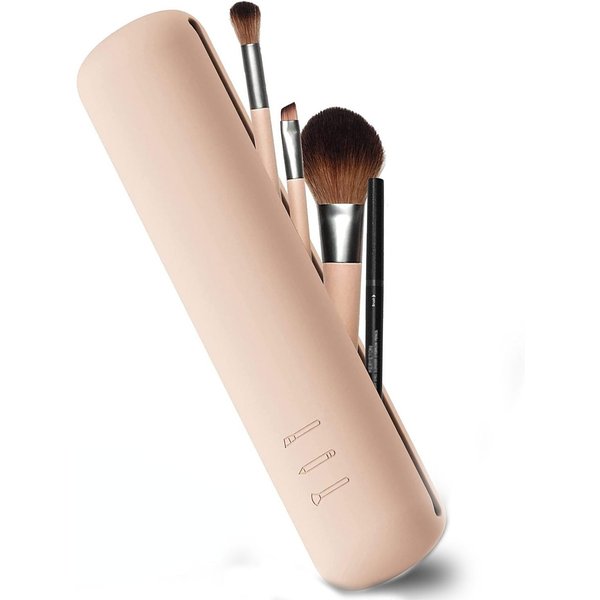Bolsa De Maquillaje, Bolsa Para Brochas De Maquillaje, Organizador De CosméTicos, Soporte De Viaje, Estuche De Almacenamiento Para Brochas, Bolsa De Maquillaje, Bolsa De Maquillaje De Silicona Caqui-image