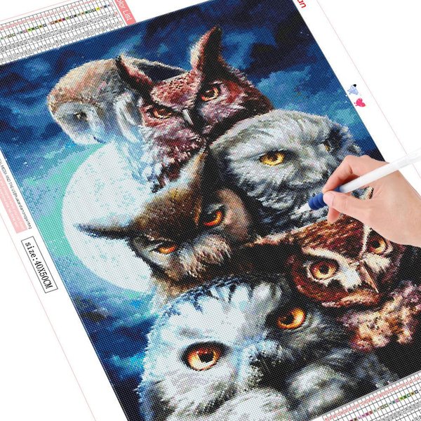 Pintura De Diamantes 5D Animal Punto De Cruz Bordado BúHo Arte De Diamantes DecoracióN Para El Hogar 20X30CM-image