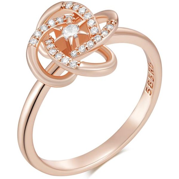 Anillos De Novia ÉTnicos Color Oro Rosa GeometríA ÚNica Flor Cruzada Circonita Natural Accesorios JoyeríA Diaria Para Mujer 10 Beige-image