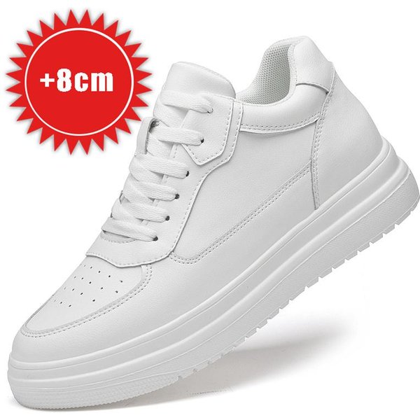 6 8 10Cm Buty PodwyżSzająCe Wzrost Dla MężCzyzn Wysokiej JakośCi Codzienne SkóRzane Buty Sznurowane Platforma Wulkanizowane Buty Luksusowe Trampki Dla MężCzyzn 39 White-image