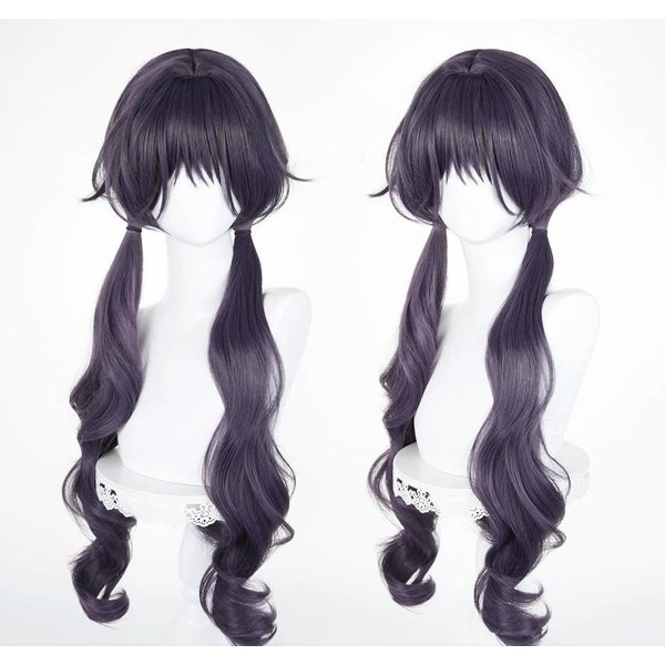 Fiesta De Halloween Waguri Kaoruko Cosplay Peluca SintéTica Larga PúRpura Gris Cabello De Mujer Anime Resistente Al Calor Pelucas Gray-image