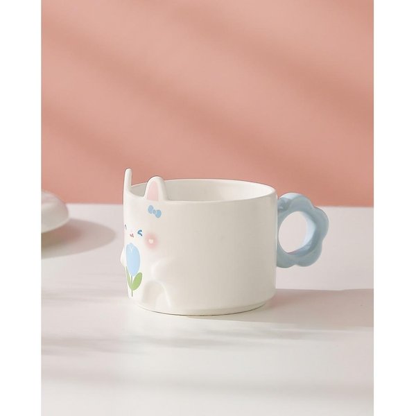 Uroczy Ceramiczny Kubek Z KróLikiem Kreatywny Stackowany Kubek Kubek Domowy Kubek Biurowy Wysokiej WartośCi Kubek Na Wodę Prezent PamiąTkowy 301-400Ml-image