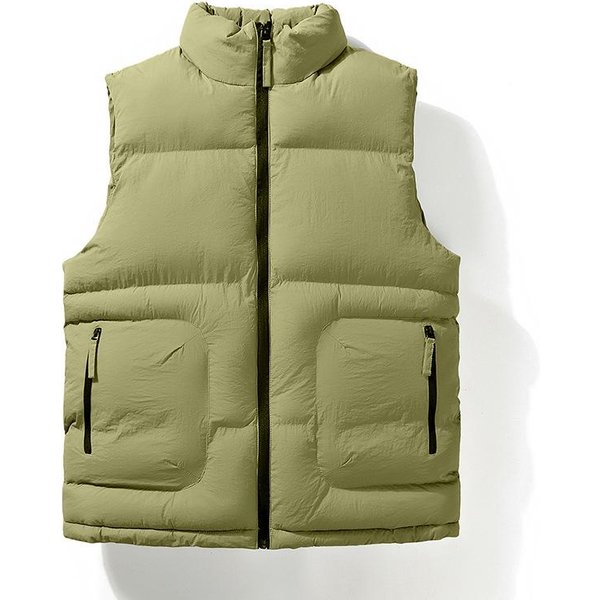 MęSka Kamizelka Ze StóJką Jesienno-Zimowa Nowa Trend LuźNa Kamizelka NarzęDziowa CiepłA BawełNiana Odzież 4XL Beige-image