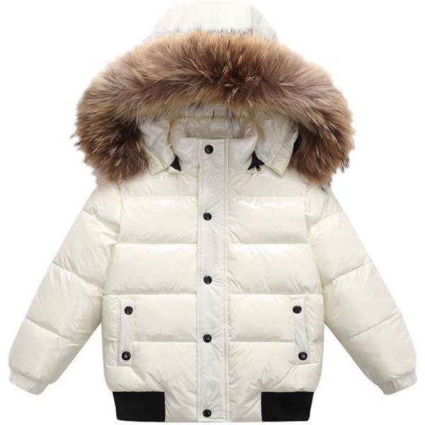 Chaqueta De PlumóN Para NiñOs Gruesa CáLida Abrigo De PlumóN Para NiñOs Capucha Abrigo Acolchado Para NiñOs Y NiñAs Cortavientos Chaqueta De Invierno Para Adolescentes 140Cm White-image