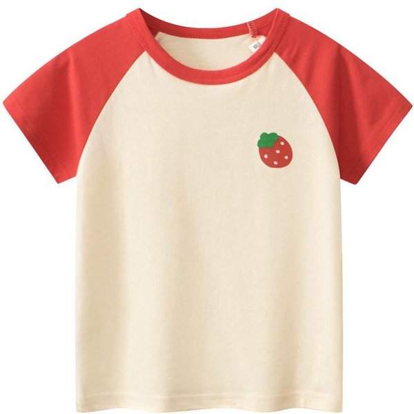 Ropa Infantil Estilo Coreano Verano Nueva Camisetas De Manga Corta Para NiñOs Camisetas Interiores Para NiñAs Ropa Para BebéS 140Cm Red-image