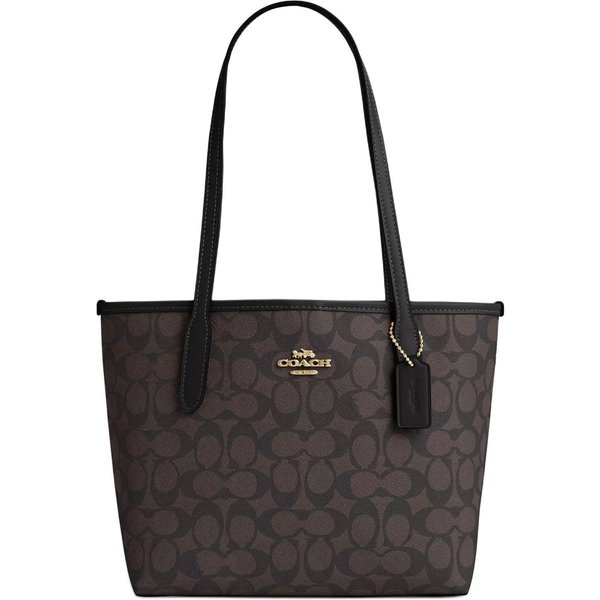 Torebka Shopperka Coach City 23 Classic Monogram Z Metalowym Logo Torba Na Zakupy Torebka Na Ramię ŚRednia Damska Torebka Shopperka Orzech Czarny CU759-IMXAQ Gift Box Sets (Basic Set+Black Box)-image