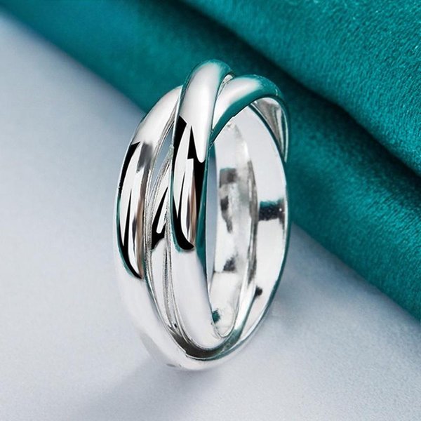 Anillo Brillante De Tres Anillos, JoyeríA De Moda Para Mujer No. 10 Gray-image