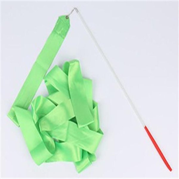 Kolorowe WstążKi Gimnastyczne WstążKa Taneczna Rytmiczna Sztuka Gimnastyka Balet Streamer Twirling Rod Training 2M śWiatłO W Kolorze Zielonym-image