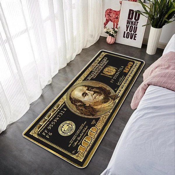 Kreatywna Mata PodłOgowa Z Nadrukiem Banknotu Dolarowego Dywanik AntypośLizgowy Do Sypialni Salonu Kuchni WejśCia TrwałY Zmywalny Dywan Dekoracja Domu 40X60Cm-image